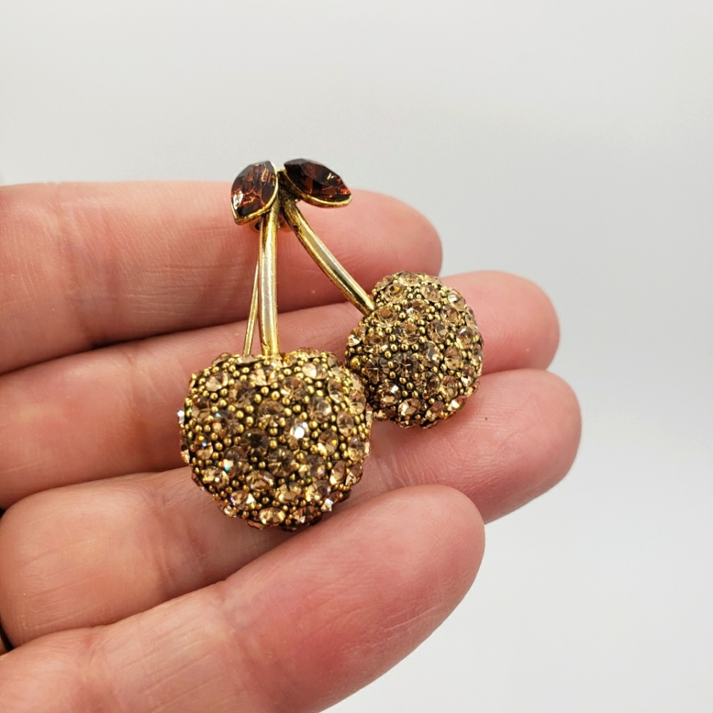 Cherry Brooch Made With Swarovski Crystals